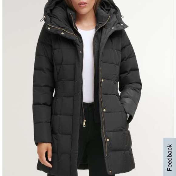Cole Haan Women's Black Hooded Puffer Coat - Picture 1 of 6